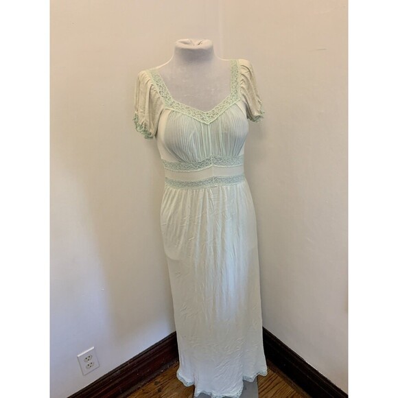 Charmode Mint Green VTG 60s Coquette Milkmaid Babydoll Fairy Nightgown Sleeve 34 - Picture 15 of 16